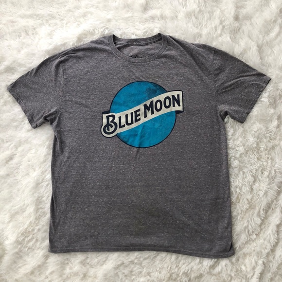 TEE LUV • Blue Moon Logo Heathered Gray Mens Tee Size Small - Picture 2 of 10